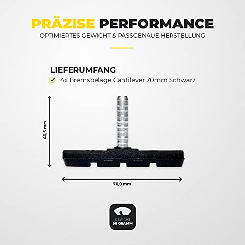 Cantilever Zapatas Freno 2 Par 70mm Symmetric I para Shimano, Tektro, Avid, Sram, XLC etc I Alto Rendimiento I Durable & Ajuste Pastillas de Freno Bicicleta