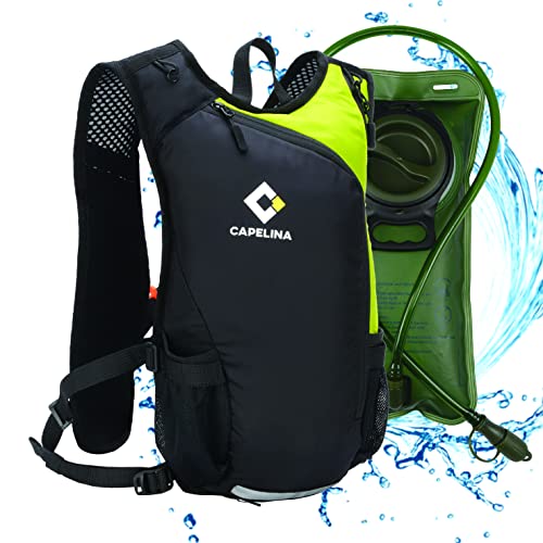 CAPELINA Mochila de Hidratación de 5L con Bolsa de Agua de 2L, Súper Ligera Mochila Hidratacion MTB Ciclismo Trail Running senderismo trekking montaña con bolsa hidratacion para hombre y mujer