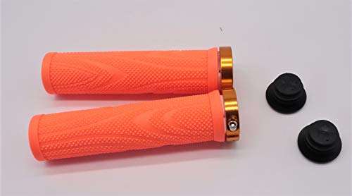 CarbonEnmy Puños para manillar de bicicleta, goma antideslizante, cierre unilateral, color negro, rojo, naranja y azul