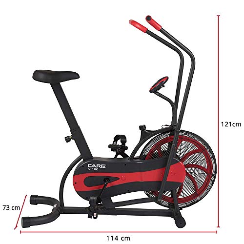 CARE FITNESS - Bicicleta de aire CA-700 - Bicicleta de aire - Bicicleta estática con resistencia al aire - 6 programas de entrenamiento - Bicicleta elíptica 2 en 1 - Pantalla LCD negra