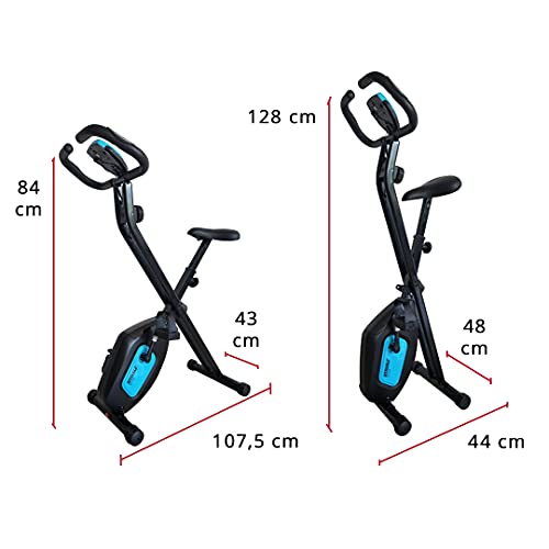 CARE FITNESS - Bicicleta estática plegable SV-316 - 7 funciones - Peso de inercia de 4 kg - Frenado magnético, Monitores de frecuencia cardíaca - Bicicleta de ciclismo de diseño y con buen rendimiento