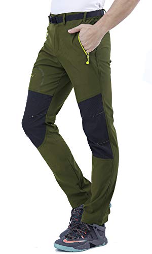 CARETOO Pantalón Deportivo con Cremallera y cinturón para Senderismo, Funcional, Trekking, Outdoor, Engrosado, Transpirable, de Secado rápido, Cortaviento y abrigado