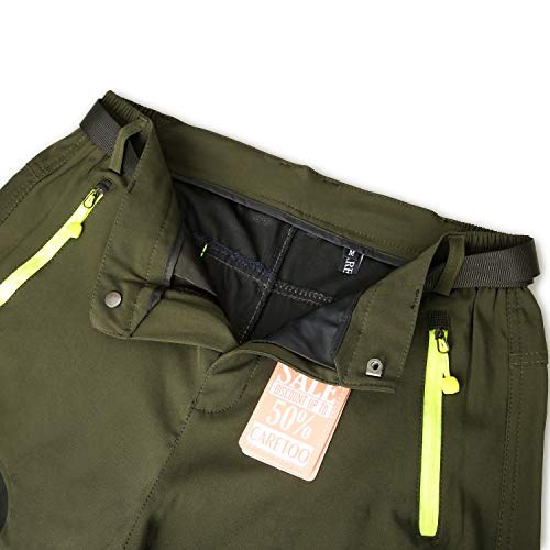 CARETOO Pantalón Deportivo con Cremallera y cinturón para Senderismo, Funcional, Trekking, Outdoor, Engrosado, Transpirable, de Secado rápido, Cortaviento y abrigado