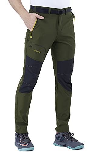 CARETOO Pantalón Deportivo con Cremallera y cinturón para Senderismo, Funcional, Trekking, Outdoor, Engrosado, Transpirable, de Secado rápido, Cortaviento y abrigado