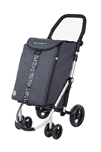 Carlett Carro de la Compra 4 Ruedas | Lett460 | Carrito Plegable con Gran Capacidad, 25kg, Bolsa Principal 40L, Térmica 10L, Aluminio, Gris