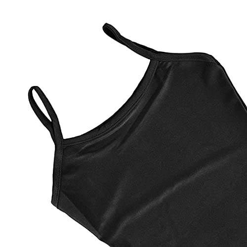 Carnavalife Maillot Ballet Danza Niñas sin Mangas, Leotardos de gimnasia con estilo camisola, Maillot Baillot de Cuello Redondo para Gimnasia Baile Fiesta (Negro, 10-12 años)