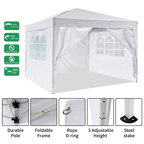 Carpa Jardin Cenador Plegable 3x3 Carpas Plegables Impermeables Gazebo Plegable 3x6 Pabellón de Jardín con 4 Paredes Laterales