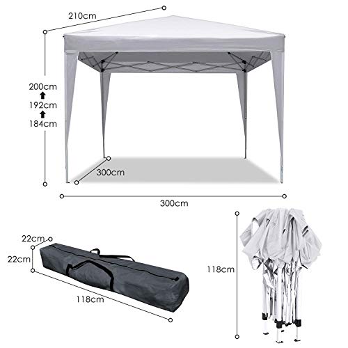 Carpa Jardin Cenador Plegable 3x3 Carpas Plegables Impermeables Gazebo Plegable 3x6 Pabellón de Jardín con 4 Paredes Laterales