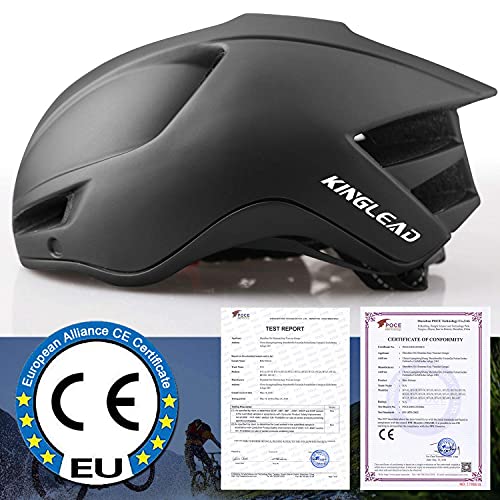 Casco Bicicleta Adulto,KINGLEAD Casco Bicicleta Mujere Hombre con Visor Extraíble Magnético Certificado CE Casco MTB con USB Luz LED Forro Desmontable Lavable Casco Bicicleta Ajustable 57-62CM (KL088)