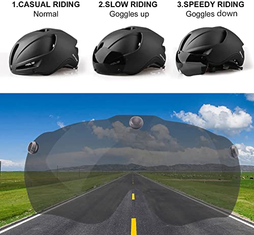 Casco Bicicleta Adulto,KINGLEAD Casco Bicicleta Mujere Hombre con Visor Extraíble Magnético Certificado CE Casco MTB con USB Luz LED Forro Desmontable Lavable Casco Bicicleta Ajustable 57-62CM (KL088)