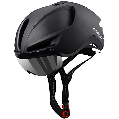 Casco Bicicleta Adulto,KINGLEAD Casco Bicicleta Mujere Hombre con Visor Extraíble Magnético Certificado CE Casco MTB con USB Luz LED Forro Desmontable Lavable Casco Bicicleta Ajustable 57-62CM (KL088)