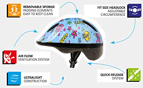 Casco Bicicleta Bebe Helmet Bici Ciclismo para Niño - Cascos para Infantil Bici Helmet para Patinete Ciclismo Montaña BMX Carretera Skate Patines monopatines MV6-2 (XS(44-48cm), Kiss Love)