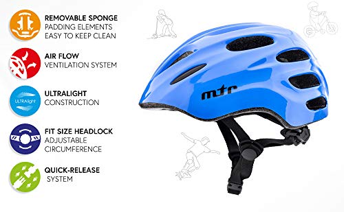 Casco Bicicleta Bebe Helmet Bici Ciclismo para Niño - Cascos para Infantil Bici Helmet para Patinete Ciclismo Montaña BMX Carretera Skate Patines monopatines KS01 (S 48-52 cm, MTR Blue)