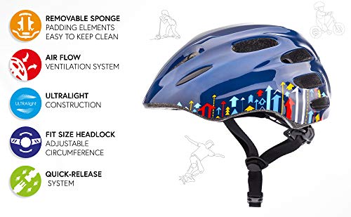 Casco Bicicleta Bebe Helmet Bici Ciclismo para Niño - Cascos para Infantil Bici Helmet para Patinete Ciclismo Montaña BMX Carretera Skate Patines monopatines KS01 (XS 44-48 cm, Arrows)