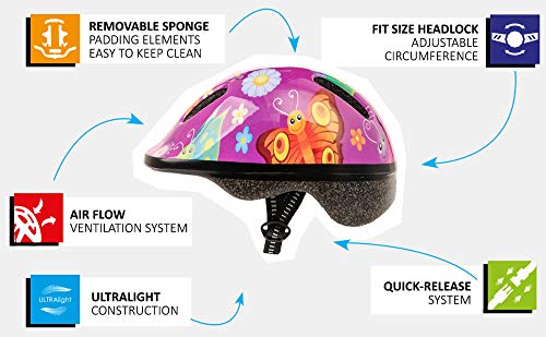 Casco Bicicleta Bebe Helmet Bici Ciclismo para Niño - Cascos para Infantil Bici Helmet para Patinete Ciclismo Montaña BMX Carretera Skate Patines monopatines MV6-2 (S(48-52cm), Butterfly)