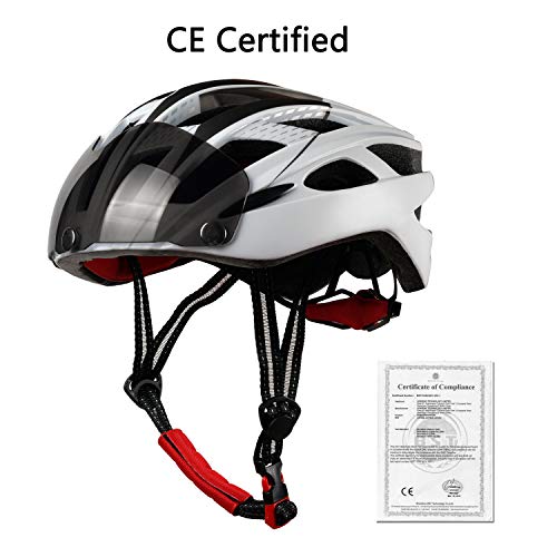 Casco bicicleta/Casco Bicic con luz,Certificado CE, casco bicicleta adulto con Visera Magnética Desmontable Gafas de Protección Super Light Casco Integral de Bicicleta Skateboarding Ski & Snowboard