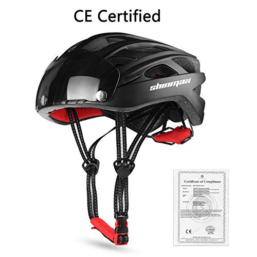 Casco bicicleta/Casco Bicic con luz,Certificado CE, casco bicicleta adulto con Visera Magnética Desmontable Gafas de Protección Super Light Casco Integral de Bicicleta Skateboarding Ski & Snowboard