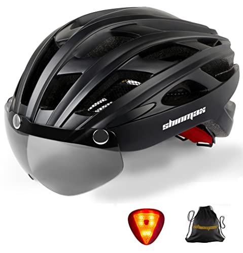 Casco bicicleta/Casco Bicic con luz,Certificado CE, casco bicicleta adulto con Visera Magnética Desmontable Gafas de Protección Super Light Casco Integral de Bicicleta Skateboarding Ski & Snowboard