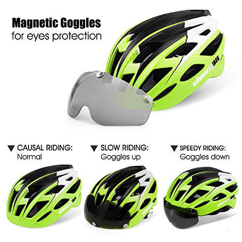 Casco bicicleta/Casco Bicic con luz,Certificado CE, casco bicicleta adulto con Visera Magnética Desmontable Gafas de Protección Super Light Casco Integral de Bicicleta Skateboarding Ski & Snowboard