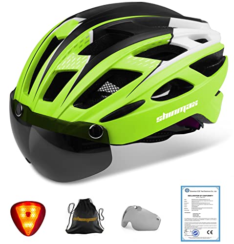 Casco bicicleta/Casco Bicic con luz,Certificado CE, casco bicicleta adulto con Visera Magnética Desmontable Gafas de Protección Super Light Casco Integral de Bicicleta Skateboarding Ski & Snowboard