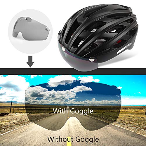 Casco bicicleta/Casco Bicic con luz,Certificado CE, casco bicicleta adulto con Visera Magnética Desmontable Gafas de Protección Super Light Casco Integral de Bicicleta Skateboarding Ski & Snowboard