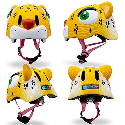 Casco de Bici para niños | Casco de Bici para niños y niñas pequeños, niños y niñas patinetes eléctricos, triciclos, Skateboarding y bicis | Casco Ciclismo Animales niño (Yellow Leopard)