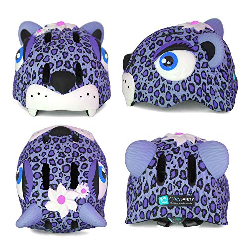 Casco de Bici para niños | Casco de Bici para niños y niñas pequeños, niños y niñas patinetes eléctricos, triciclos, Skateboarding y bicis | Casco Ciclismo Animales niño (Purple Leopard)