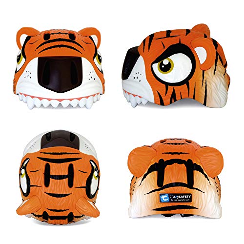 Casco de Bici para niños | Casco de Bici para niños y niñas pequeños, niños y niñas patinetes eléctricos, triciclos, Skateboarding y bicis | Casco Ciclismo Animales niño (Orange Tiger)