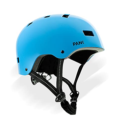 Casco de Bici para niños de 6-12 años. Homologado CE. Casco de Patinete, Casco de Skate. Máxima protección, Ajustable, Ligero y cómodo (Azul)