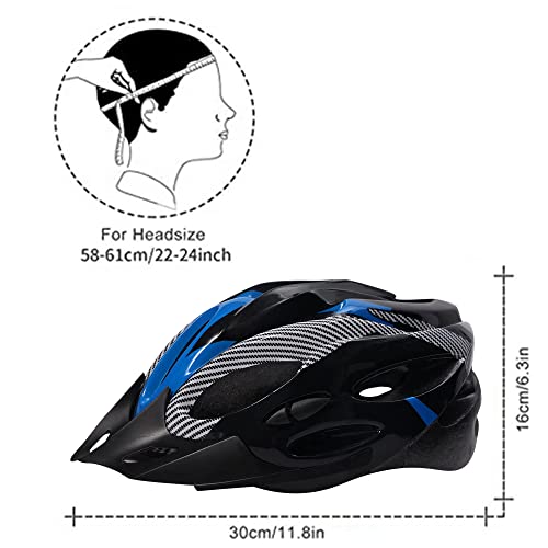 Casco de Bicicleta de Montaña, Casco de Bicicleta para Adultos Casco Ajustable con Visera Extraíble Casco de Bicicleta MTB City Specialized para Bicicleta de Montaña y para Hombres y Mujeres Azul