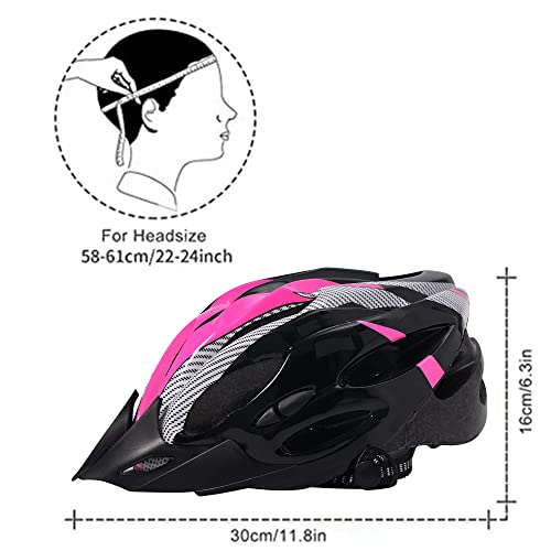 Casco de Bicicleta de Montaña, Casco de Bicicleta para Adultos Casco Ajustable con Visera Extraíble Casco de Bicicleta MTB City Specialized para Bicicleta de Montaña y para Hombres y Mujeres Rosa