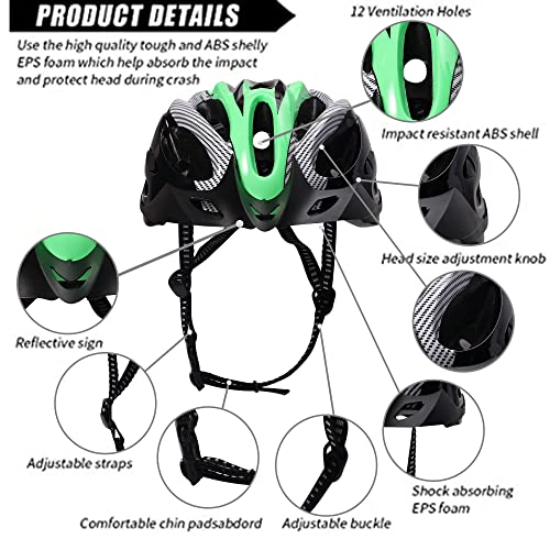 Casco de Bicicleta de Montaña, Casco de Bicicleta para Adultos Casco Ajustable con Visera Extraíble Casco de Bicicleta MTB City Specialized para Bicicleta de Montaña y para Hombres y Mujeres Verde