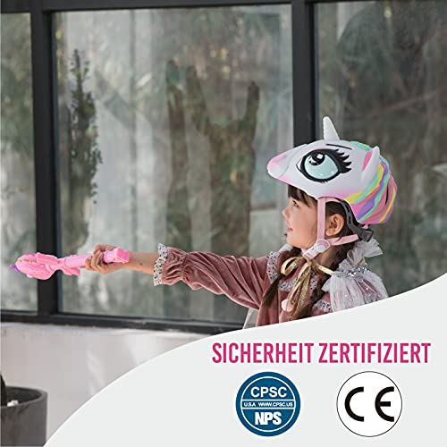 Casco de bicicleta infantil de unicornio, de seguridad ajustable, para niños de 3 a 8 años, para niños y niñas, con certificado CE (49 a 55 cm) (arcoíris)