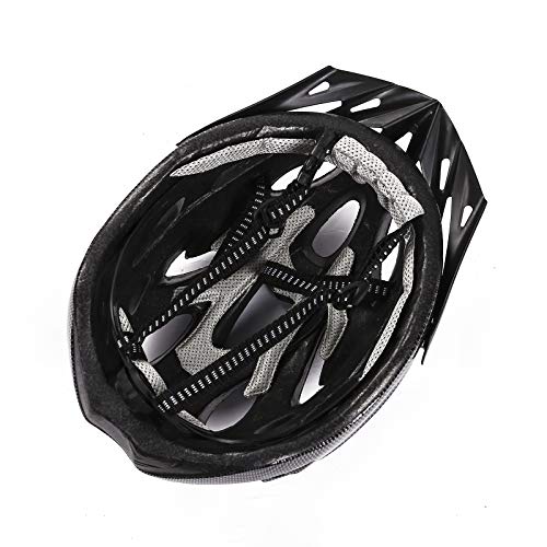 Casco de Bicicleta para Adulto Casco Ciclismo BMX Protector Ligero con Correa Ajustable y Visera Desmontable para Montar Protección de Seguridad Unisex para Carretera Montaña (Negro & Blanco, 52-61cm)