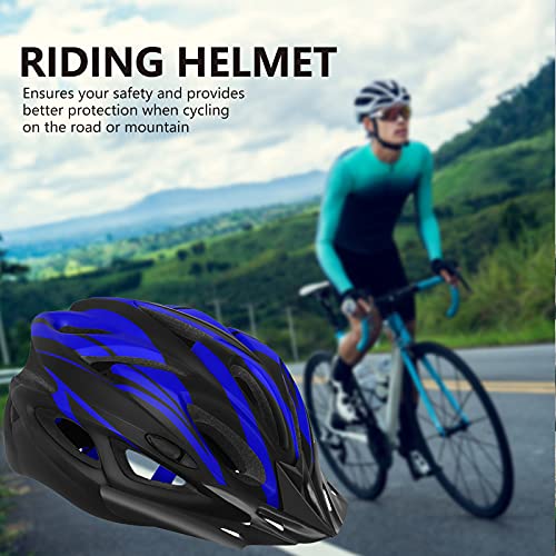 Casco de bicicleta para hombre y mujer, con luz trasera y visera desmontable, para bicicleta de carreras de montaña (57-62 cm), color azul