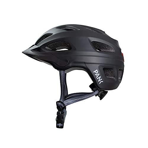 Casco de Patinete eléctrico homologado CE, Bicicleta de Ciudad y montaña. con luz led Posterior. Talla Adulto. Mujer y Hombre. Diseño Ultra Ligero con ventilación Integral. (Negro Mate)