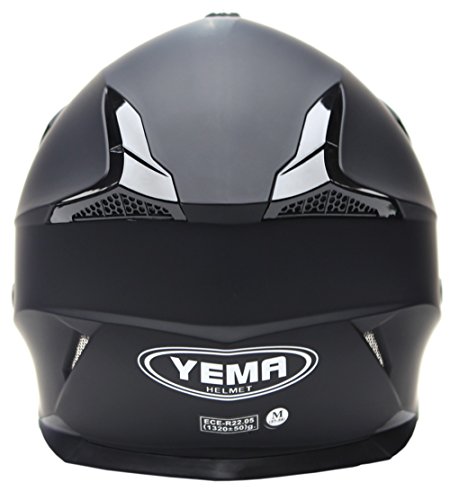 Casco Motocross Eduro ECE Homologado - YEMA YM-915 Casco de Moto Cross Integral para Mujer Hombre Adultos-Negro-M