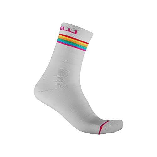 castelli GO W 15 Sock Calcetines, Mujer, Blanco/Fucsia, S/M