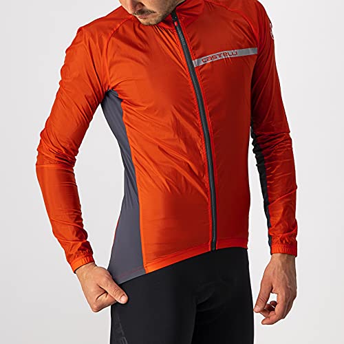 castelli Squadra Stretch Jacket Chaqueta, Hombre, Fiery Red/Dark Gray, L