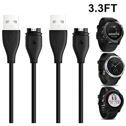 CAVN 2Pcs Cargador Compatible con Garmin Fenix 5 5S 5X 6 6S 6X/Vivoactive 4,4s,3 /Music/Instinct/Forerunner 935,945,45,245 USB Data Sync Cargador Cable + 10PCS Tapones de Polvo