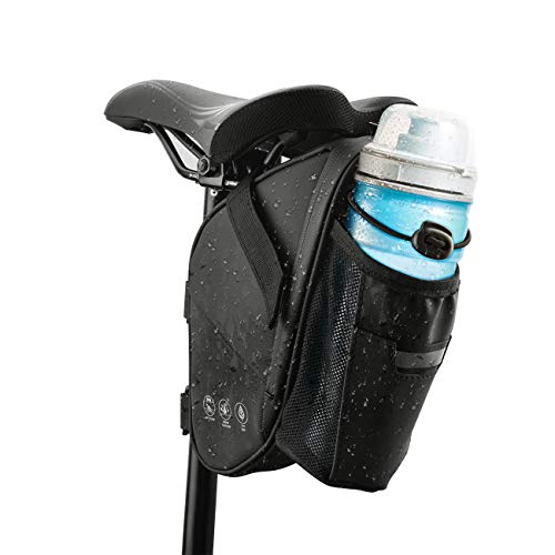 CCKOLE Alforjas para sillín de bicicleta, impermeables, para bicicleta de montaña, de carreras, con bolsillo para botella de agua (1,5 L)