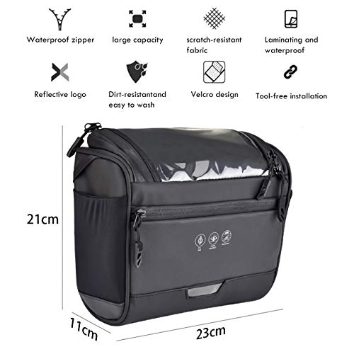 CCKOLE - Bolsa Impermeable para Manillar de Bicicleta, Reflectante, Bolsa para Bicicleta de Carreras, Resistente a rasguños, Bolsa para Cuadro de Bicicleta, Bolsa para Pantalla táctil, Gran Capacidad