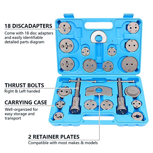 CCLIFE 22 piezas Reposicionador de pistones de freno (para reposicionar el pistón de freno al cambiar los discos, las zapatas o las pastillas de freno)