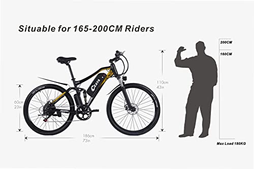 CEAYA Bicicleta Electrica Montaña 26 Pulgadas Ebike para Hombres y Mujeres,Suspensión Completa,Híbrido,Fácil de Montar