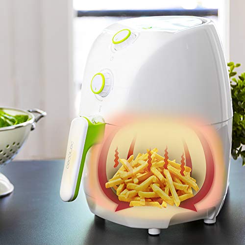 Cecotec Cecofry Compact Rapid White Oil Free Hot Air Fryer. 900 W, Dietetico, Capacità 400 gr, Temperatura 200ºC, Tempo regolabile, Include libro di cucina