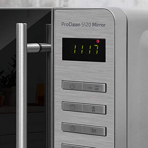 Cecotec Microondas ProClean 5120 Inox. 700 W, Grill 800 W, Capacidad 20 L, Revestimiento Ready2Clean para mejor Limpieza, Tecnología 3DWave, 8 Programas, Diseño Frontal Puerta Espejo