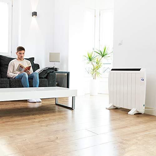 Cecotec Radiador Eléctrico Bajo Consumo Ready Warm 1800 Thermal Connected. 8 Elementos, 1200 W, De pared o pie, 3 Modos, Temporizador, Mando a Distancia, Pantalla LCD, Control por Wifi, Ultrafino