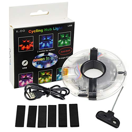 CestMall Luces de Rueda de Bicicleta Resistente al Agua 7 Colores Luces de llanta de Bicicleta Luces de radios Luz de Cubo de Rueda con 18 imágenes Cambio