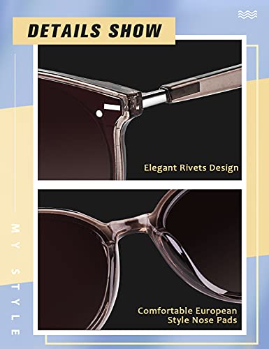CGID Gafas de Sol Mujer Polarizadas de Gran Tamaño,2021 Tonos de Moda para Mujer,Gafas de Sol Redondas Retro Vintage Marrón