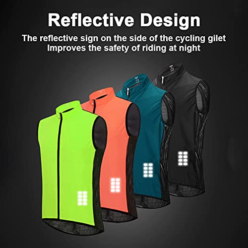 Chaleco Cortavientos Ciclismo Hombre Mujer Chaleco Bici Reflectante Impermeable Chaleco Bicicleta Transpirable Chaleco MTB Sin Mangas Chaqueta Sin Mangas Cortavientos,Negro,M